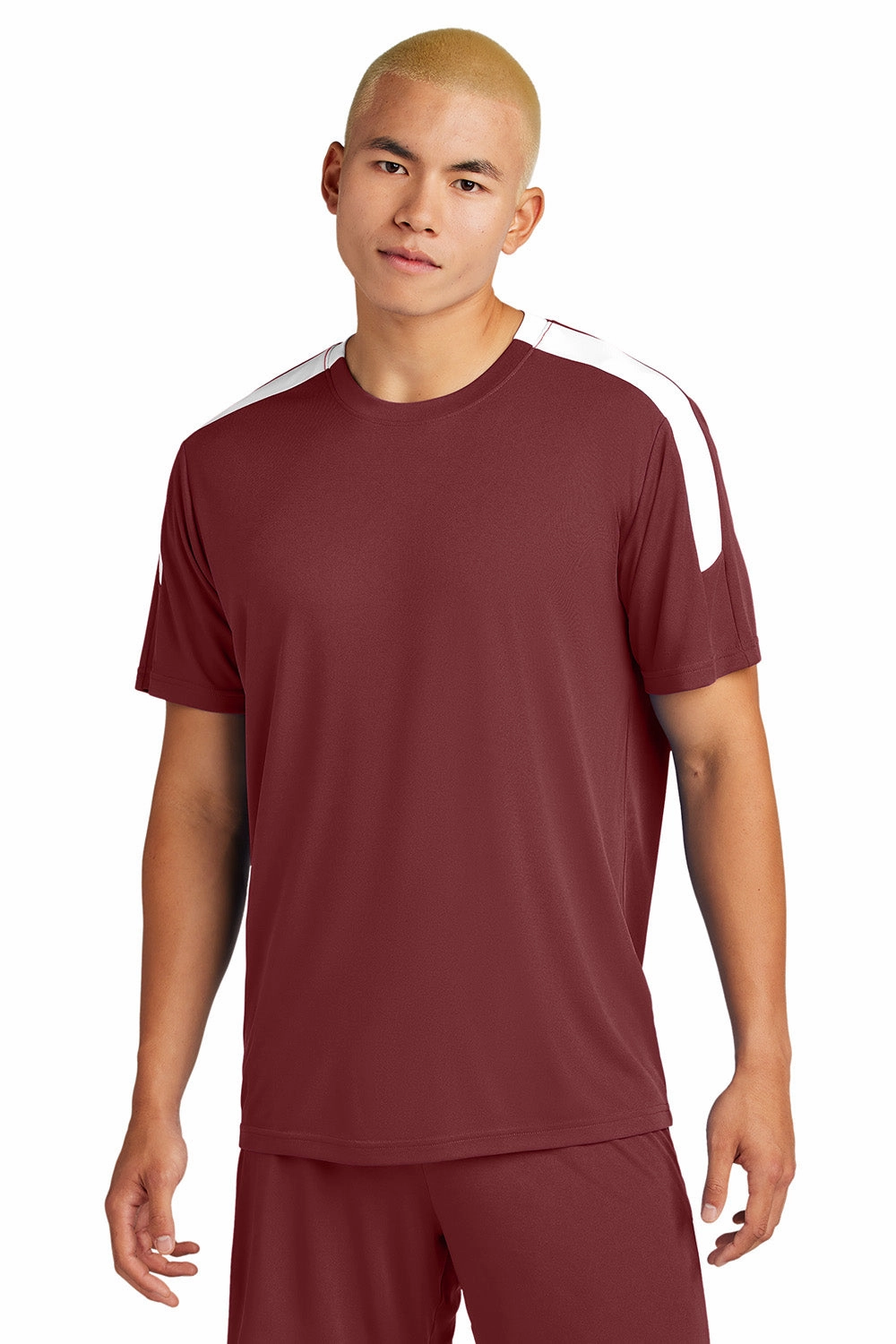 Sport-Tek Mens Moisture Wicking Competitor United Short Sleeve Crewneck T-Shirt - Maroon/White