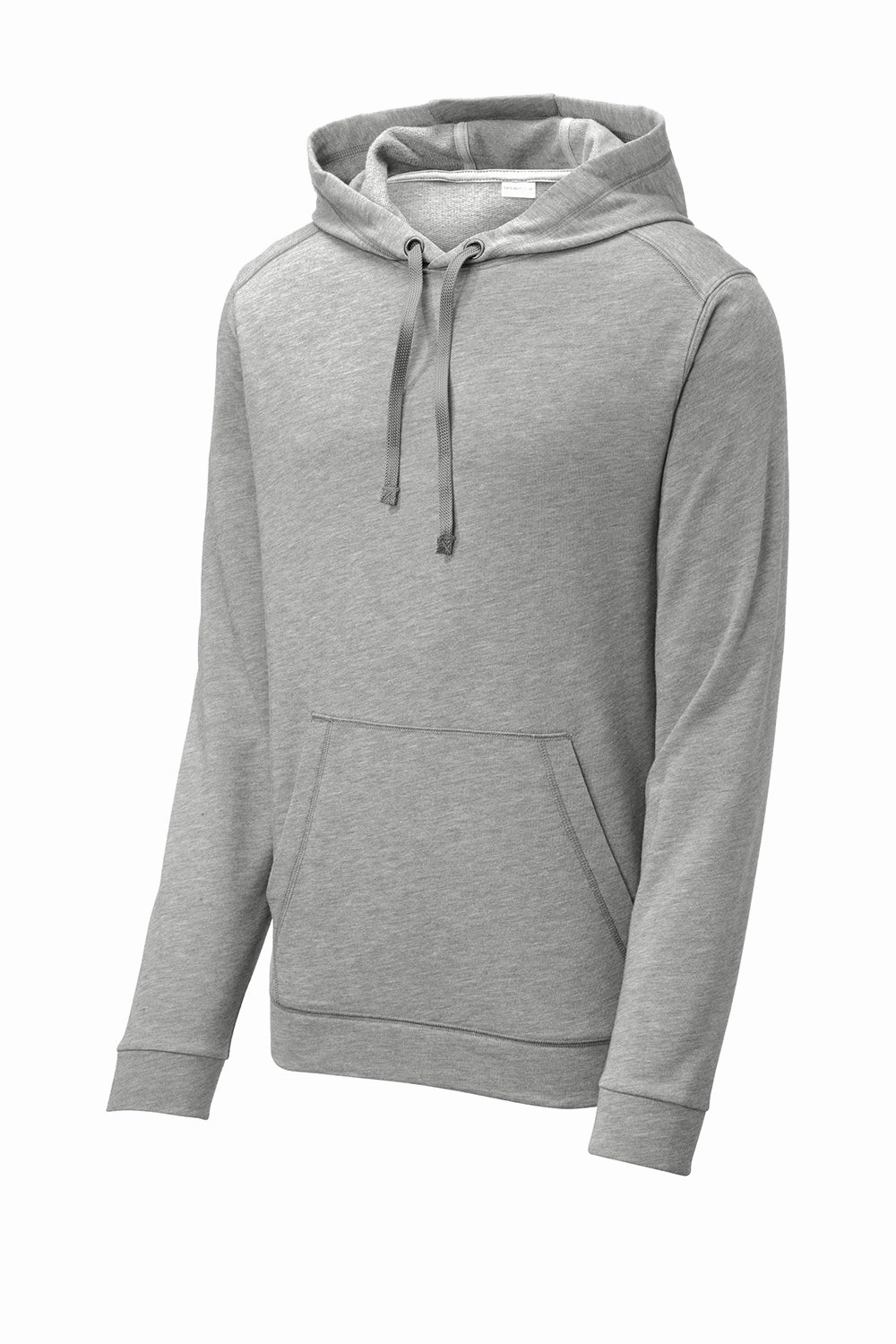 Sport-Tek Mens Moisture Wicking Fleece Hooded Sweatshirt Hoodie w/ Pouch Pocket - Heather Light Grey