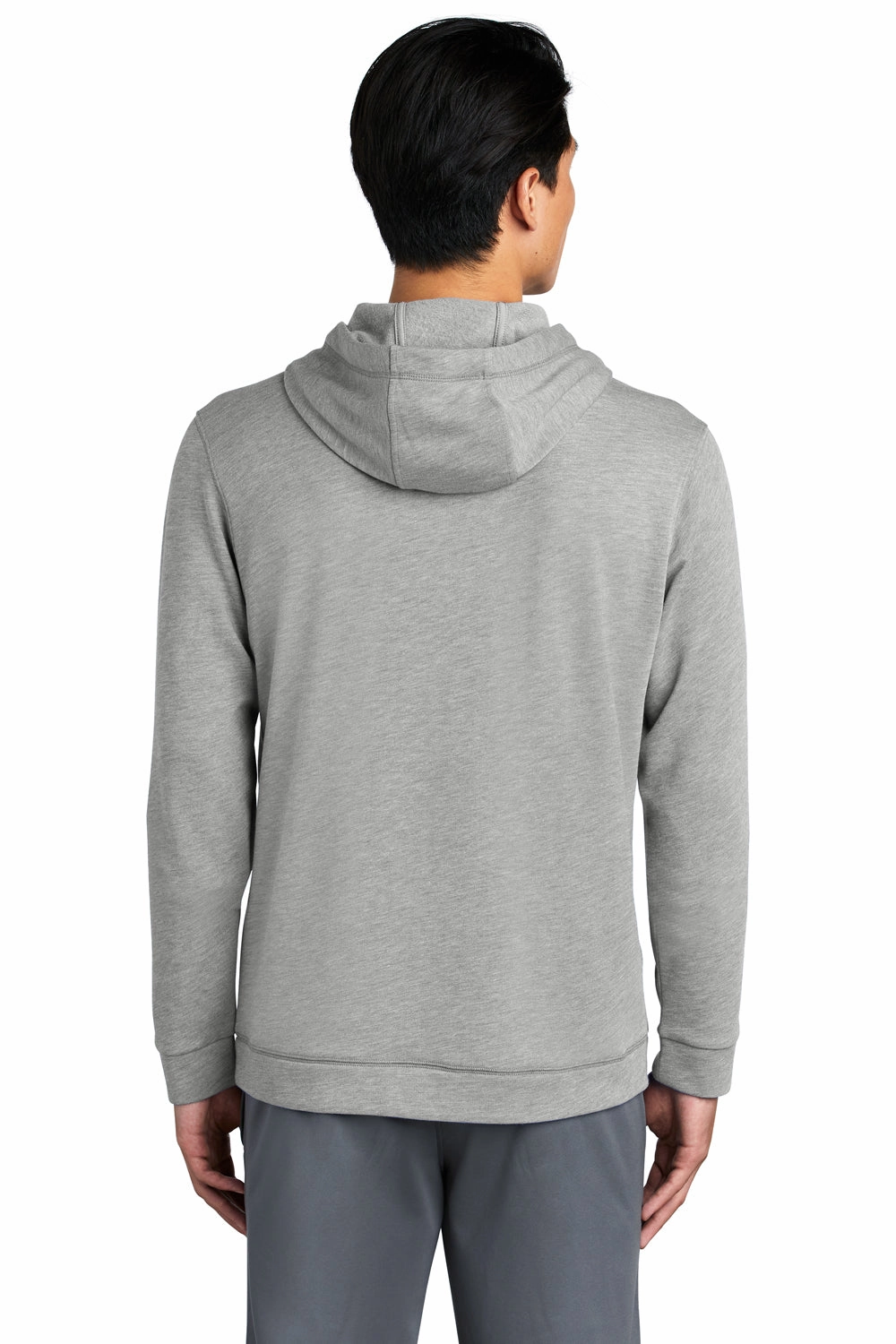 Sport-Tek Mens Moisture Wicking Fleece Hooded Sweatshirt Hoodie w/ Pouch Pocket - Heather Light Grey