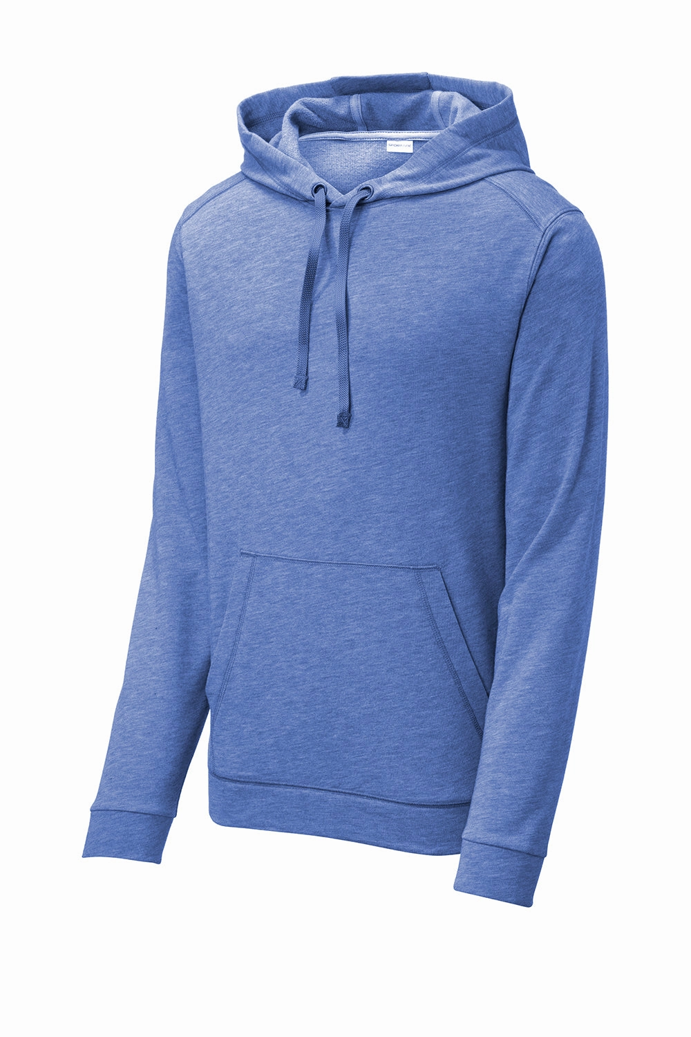 Sport-Tek Mens Moisture Wicking Fleece Hooded Sweatshirt Hoodie w/ Pouch Pocket - Heather True Royal Blue - Closeout