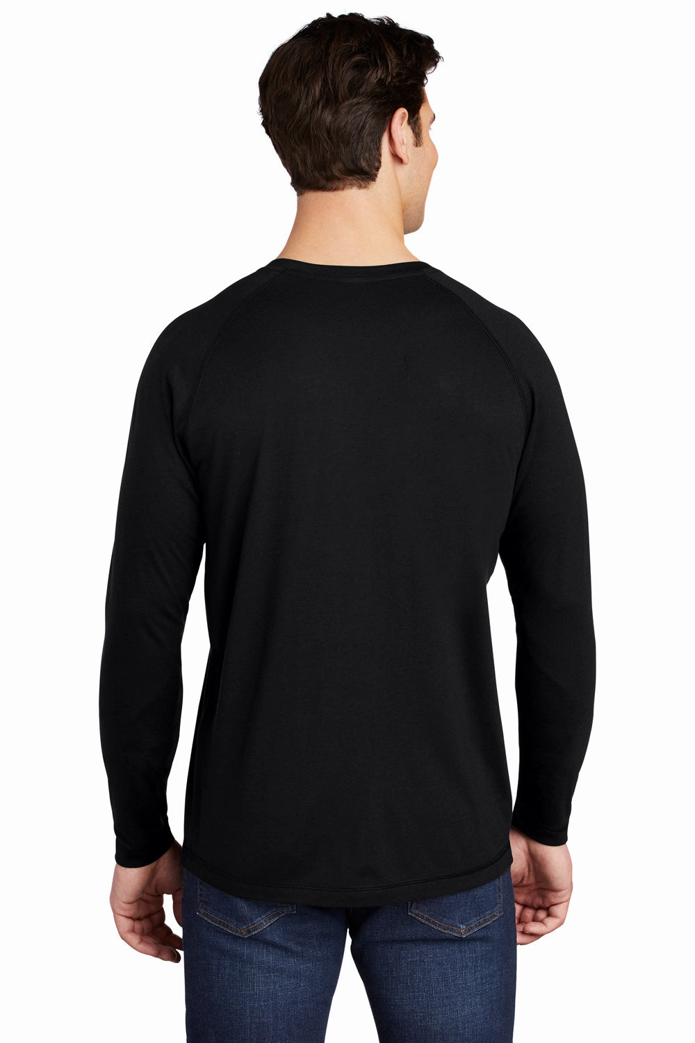 Sport-Tek Mens Moisture Wicking Long Sleeve Crewneck T-Shirt - Black