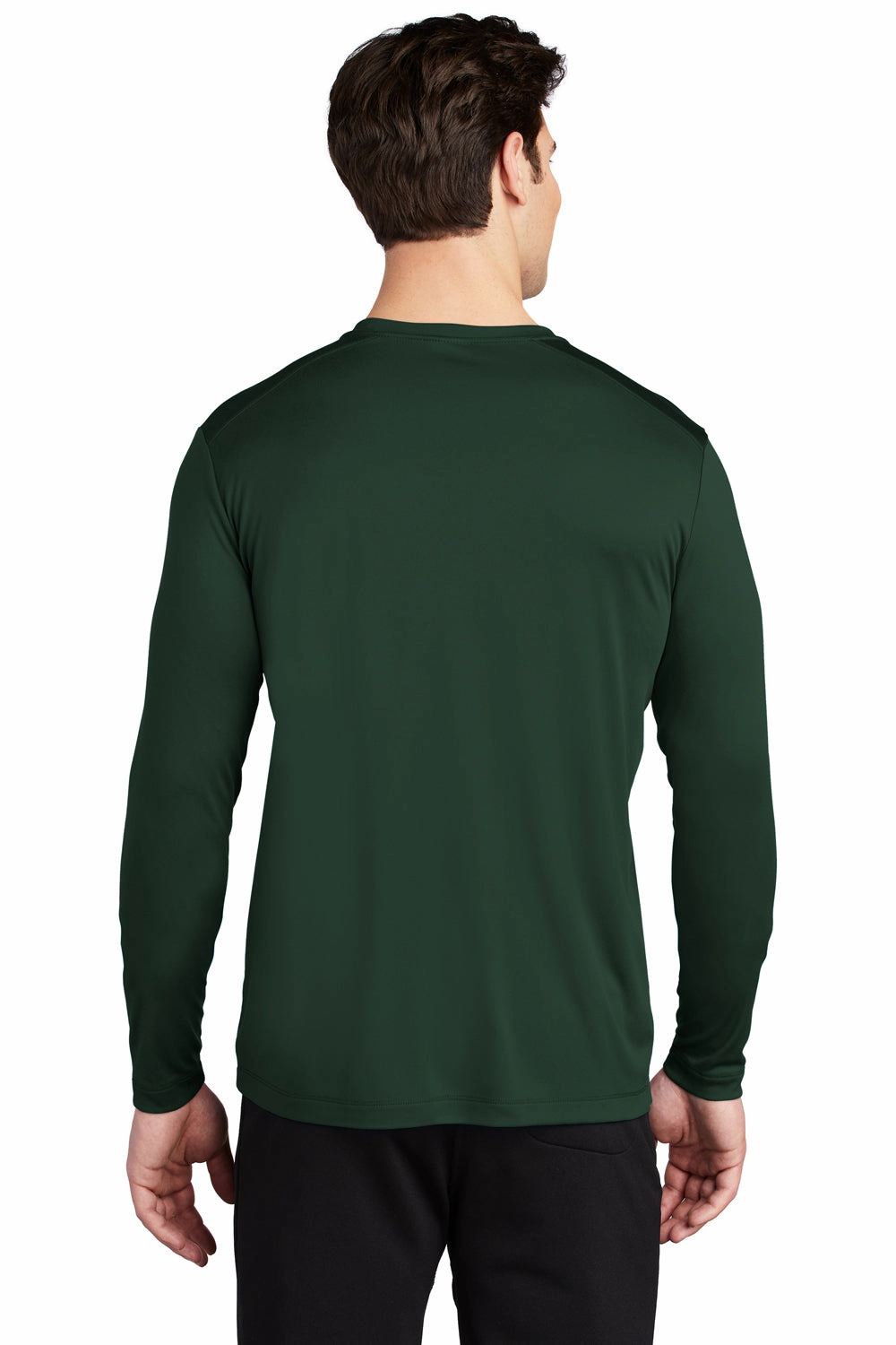 Sport-Tek Mens Moisture Wicking Long Sleeve Crewneck T-Shirt - Forest Green