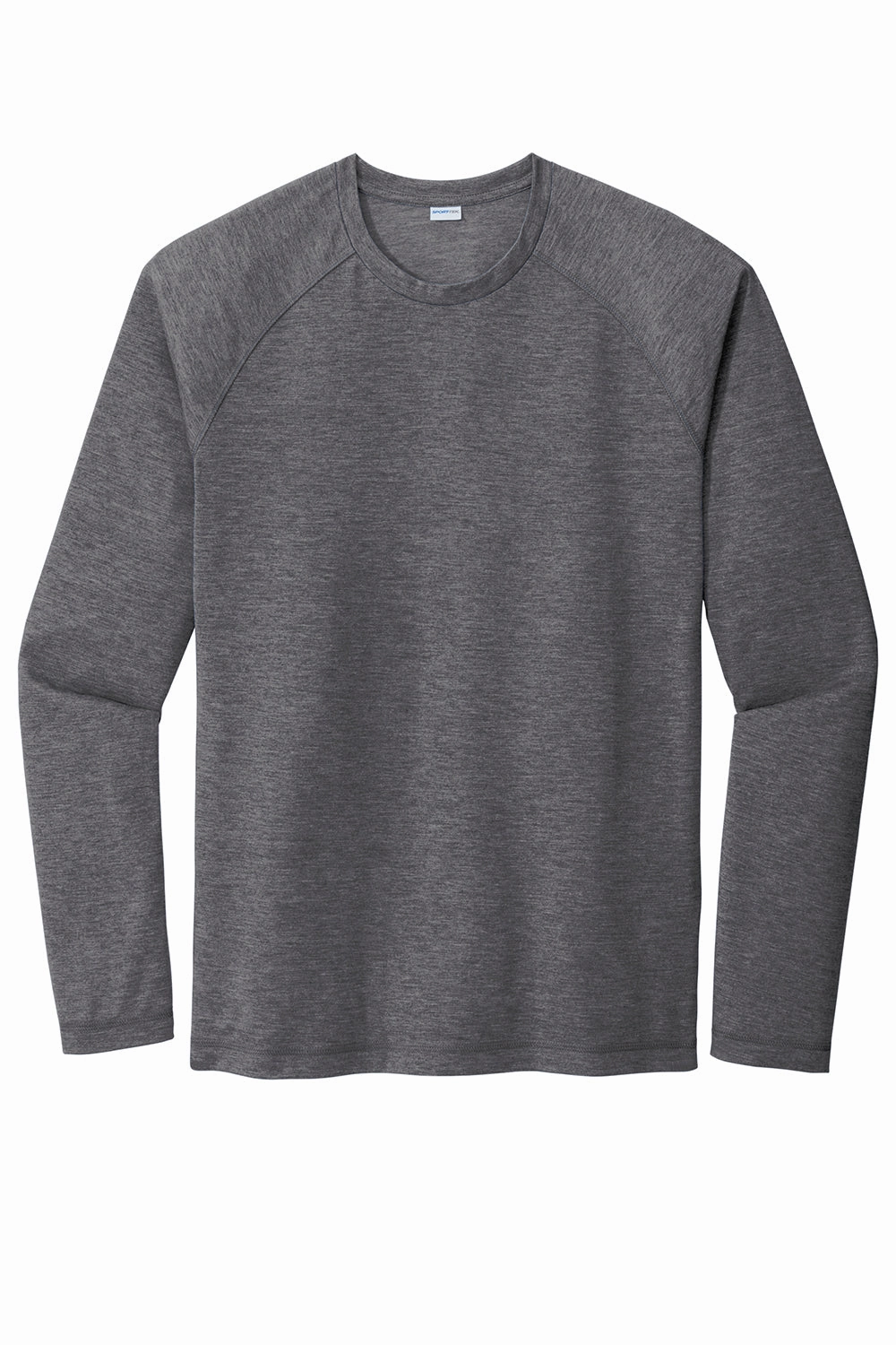 Sport-Tek Mens Moisture Wicking Long Sleeve Crewneck T-Shirt - Heather Dark Grey
