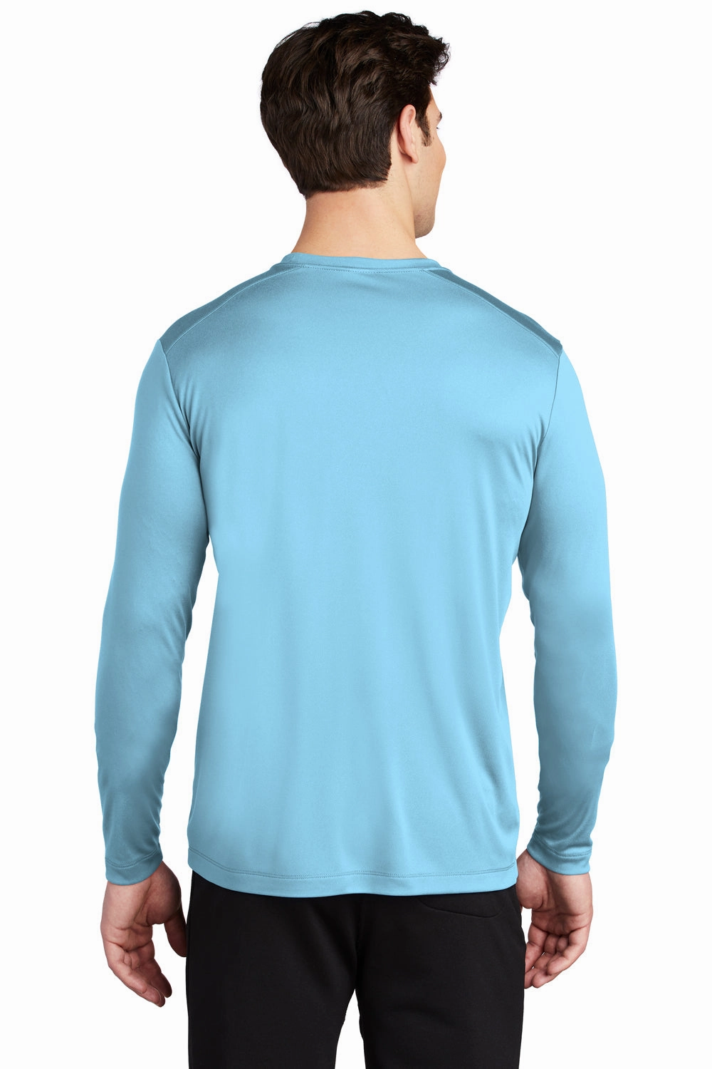 Sport-Tek Mens Moisture Wicking Long Sleeve Crewneck T-Shirt - Light Blue