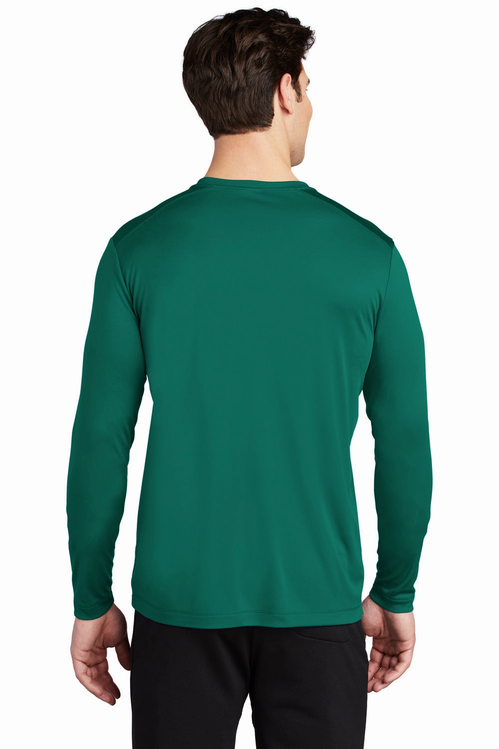 Sport-Tek Mens Moisture Wicking Long Sleeve Crewneck T-Shirt - Marine Green - Closeout
