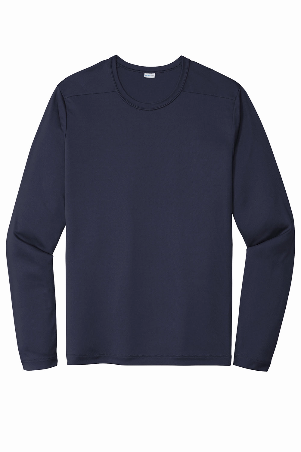 Sport-Tek Mens Moisture Wicking Long Sleeve Crewneck T-Shirt - True Navy Blue