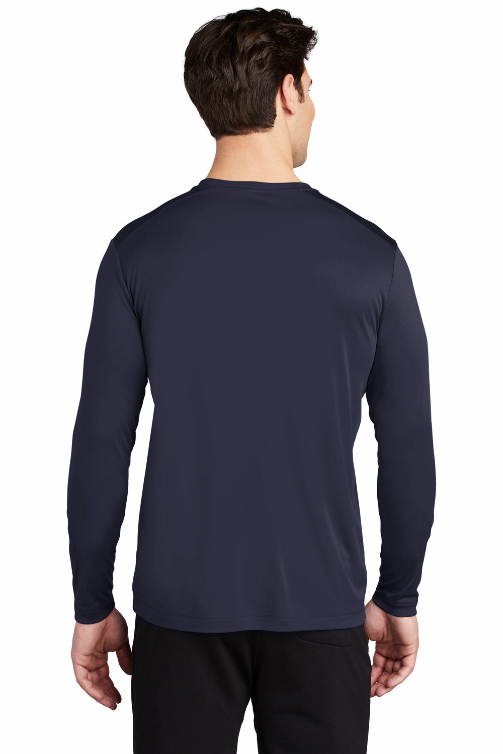 Sport-Tek Mens Moisture Wicking Long Sleeve Crewneck T-Shirt - True Navy Blue