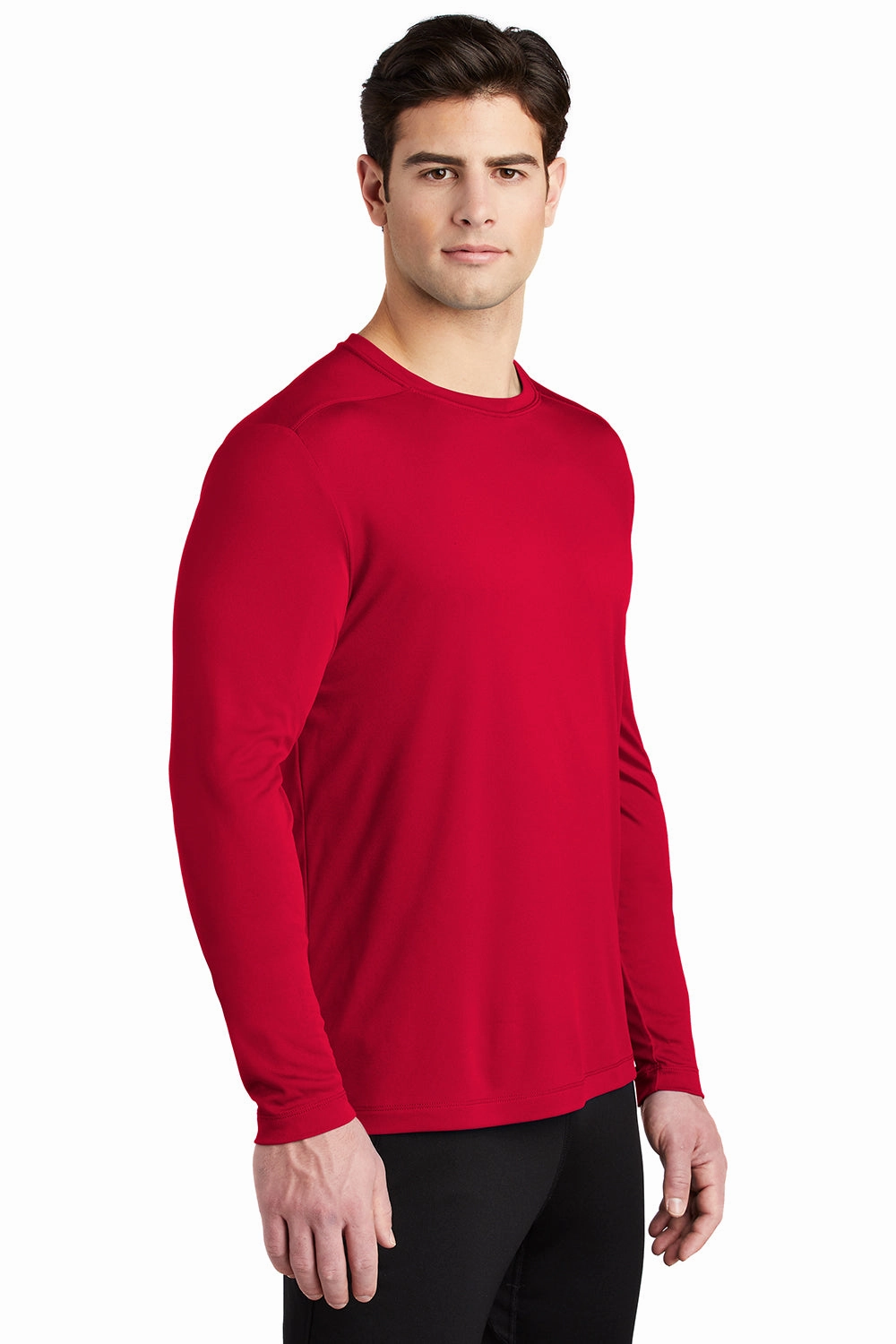 Sport-Tek Mens Moisture Wicking Long Sleeve Crewneck T-Shirt - True Red