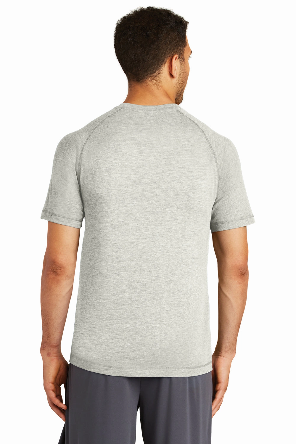 Sport-Tek Mens Moisture Wicking Short Sleeve Crewneck T-Shirt - Heather Light Grey