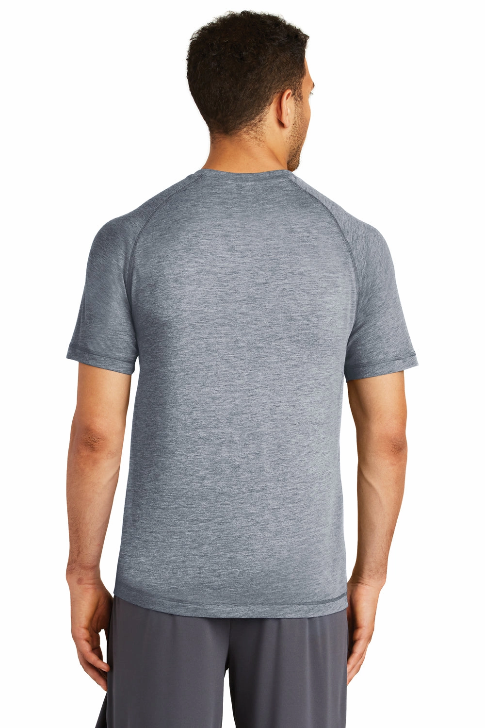 Sport-Tek Mens Moisture Wicking Short Sleeve Crewneck T-Shirt - Heather True Navy Blue