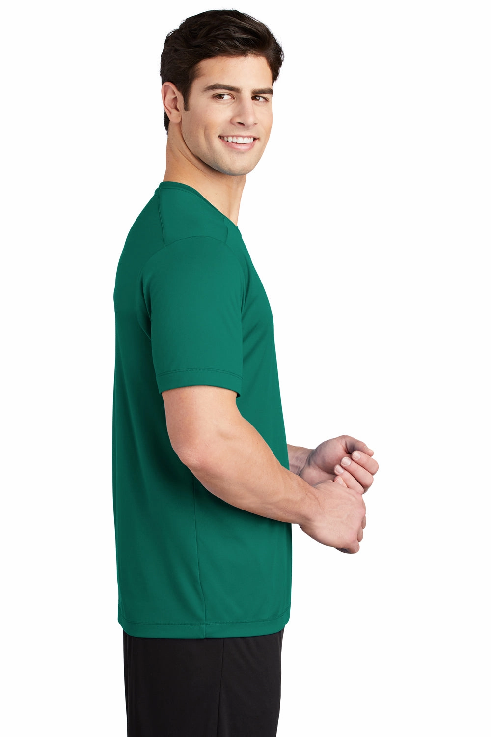 Sport-Tek Mens Moisture Wicking Short Sleeve Crewneck T-Shirt - Marine Green - Closeout