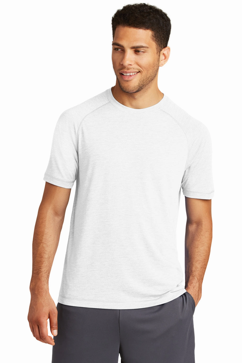 Sport-Tek Mens Moisture Wicking Short Sleeve Crewneck T-Shirt - White