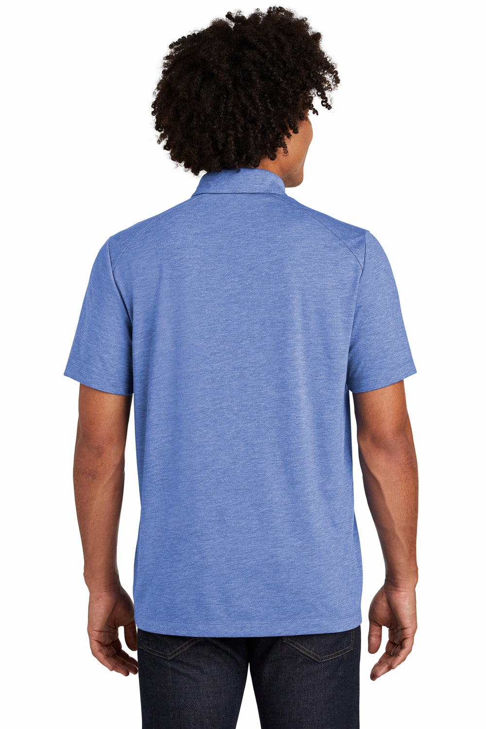 Sport-Tek Mens Moisture Wicking Short Sleeve Polo Shirt - Heather True Royal Blue