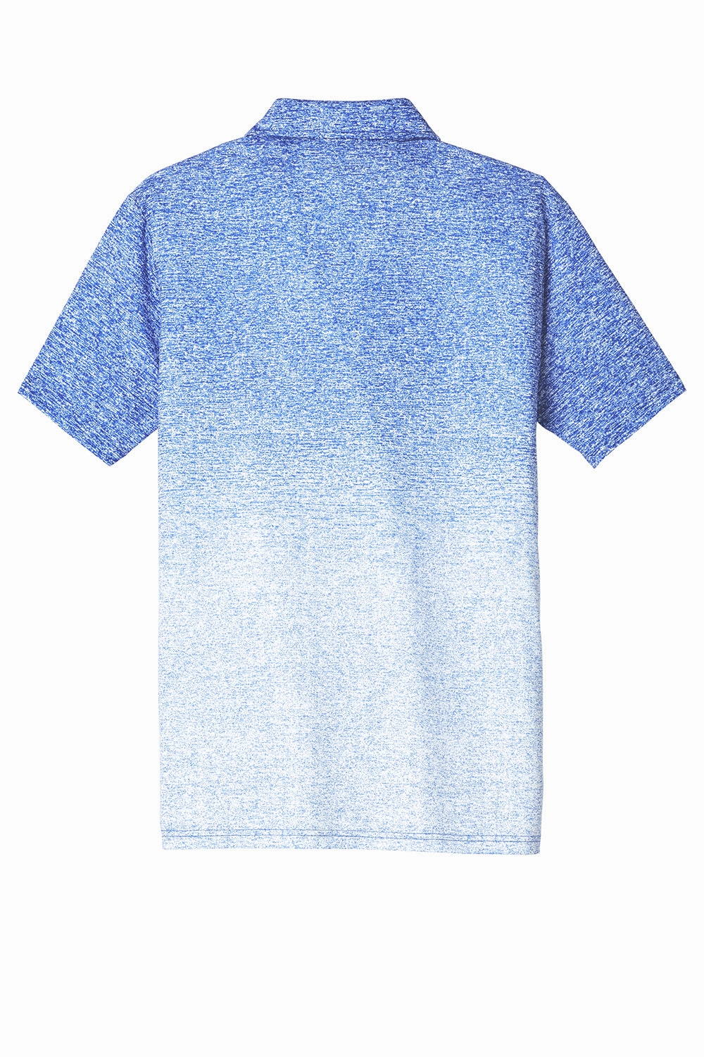 Sport-Tek Mens Ombre Heather Moisture Wicking Short Sleeve Polo Shirt - White/True Royal Blue