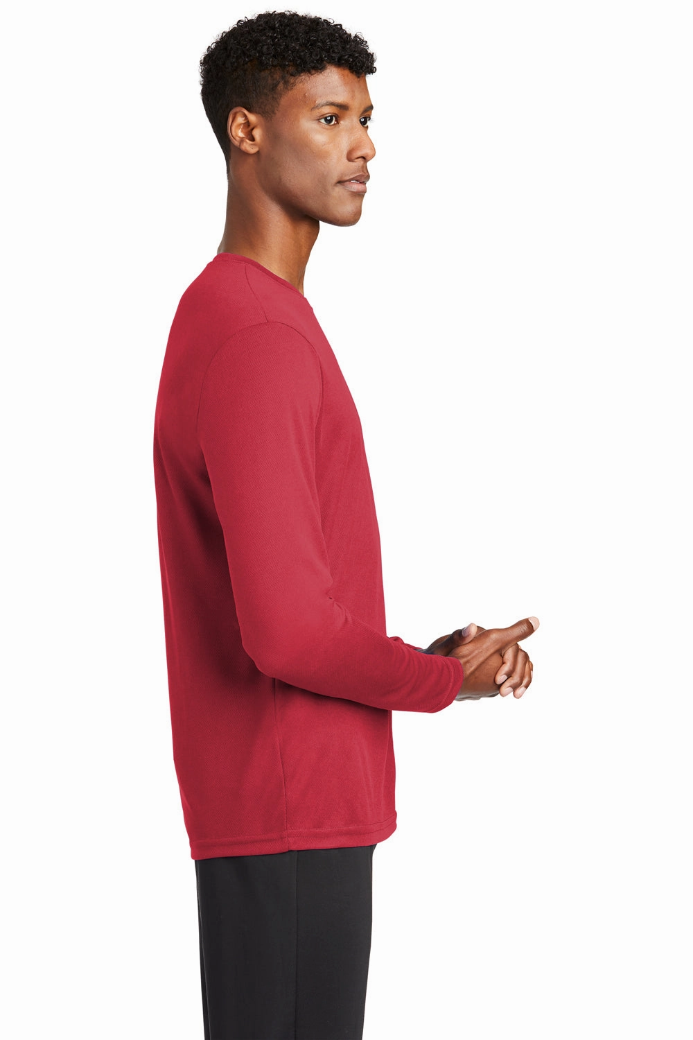 Sport-Tek Mens RacerMesh Moisture Wicking Long Sleeve Crewneck T-Shirt - True Red