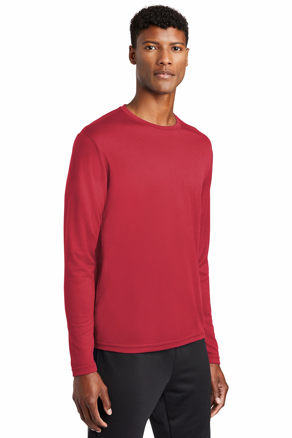 Sport-Tek Mens RacerMesh Moisture Wicking Long Sleeve Crewneck T-Shirt - True Red