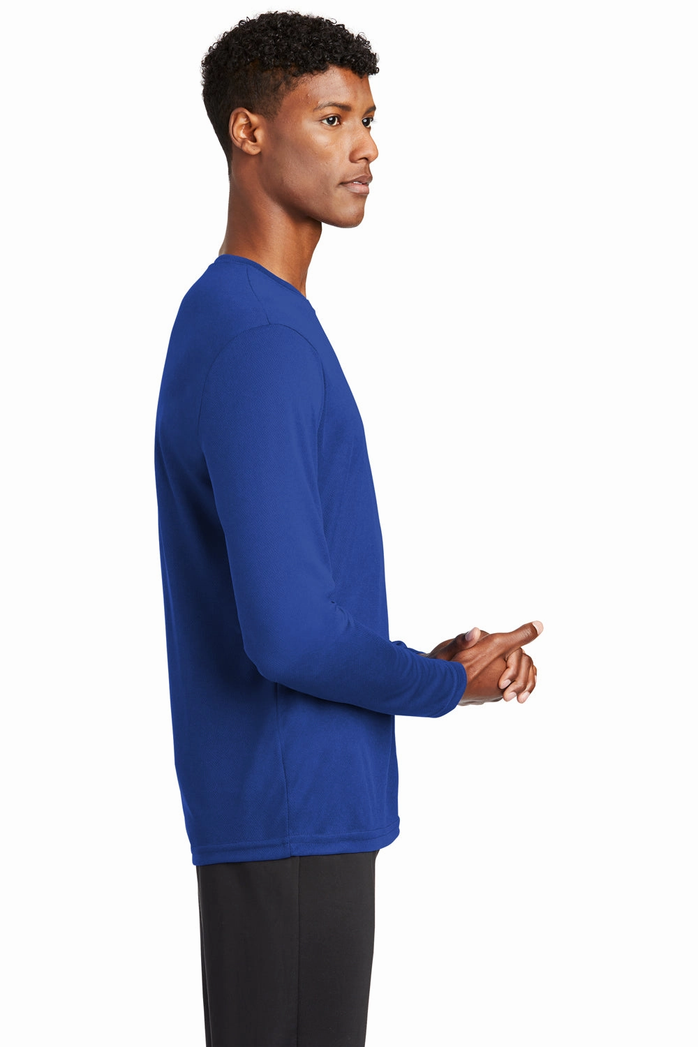 Sport-Tek Mens RacerMesh Moisture Wicking Long Sleeve Crewneck T-Shirt - True Royal Blue