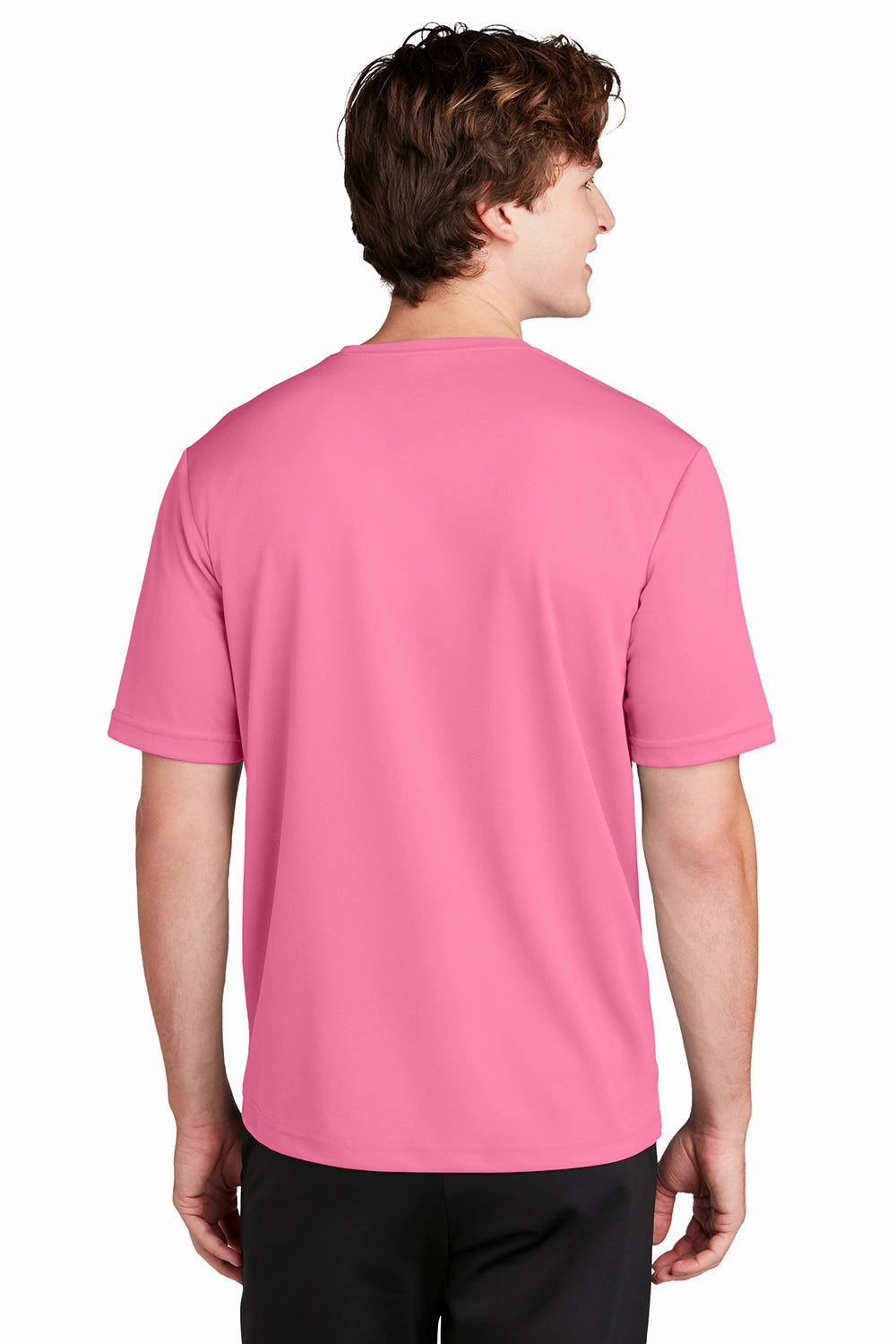 Sport-Tek Mens RacerMesh Moisture Wicking Short Sleeve Crewneck T-Shirt - Bright Pink - Closeout