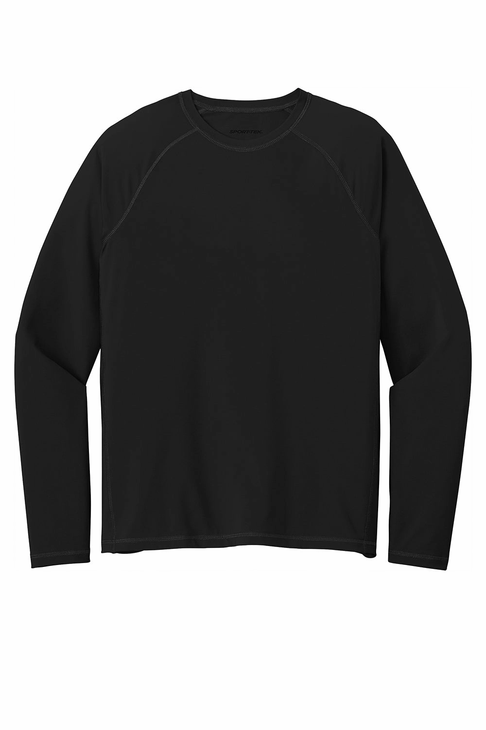 Sport-Tek Mens Rashguard Moisture Wicking Long Sleeve Crewneck T-Shirt - Black