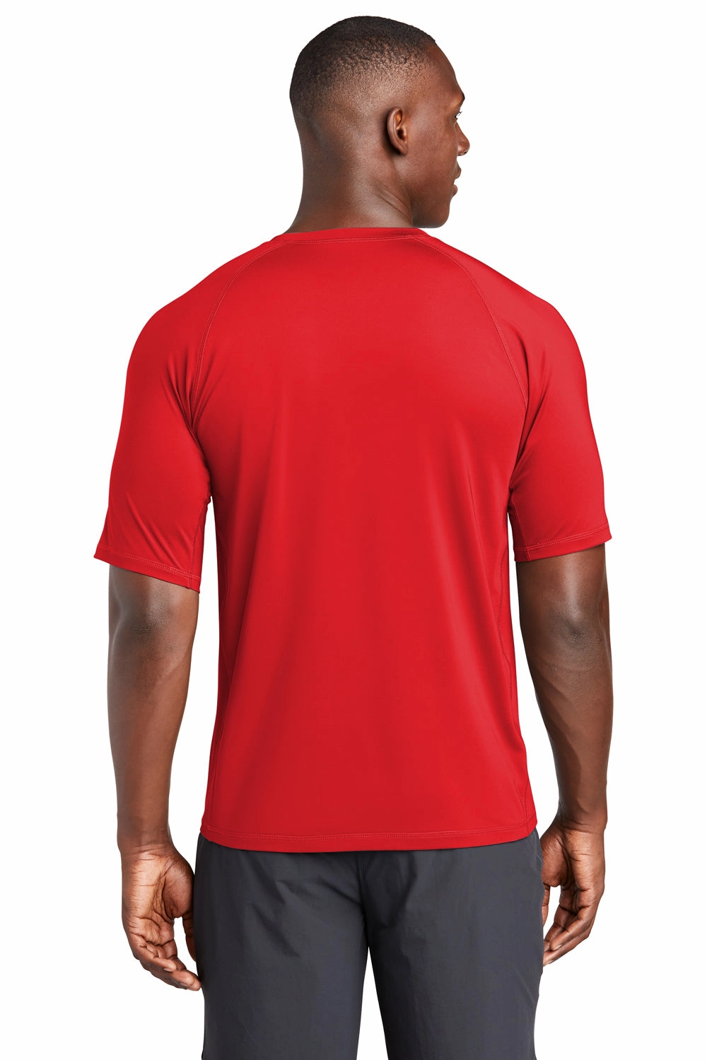 Sport-Tek Mens Rashguard Moisture Wicking Short Sleeve Crewneck T-Shirt - True Red - Closeout