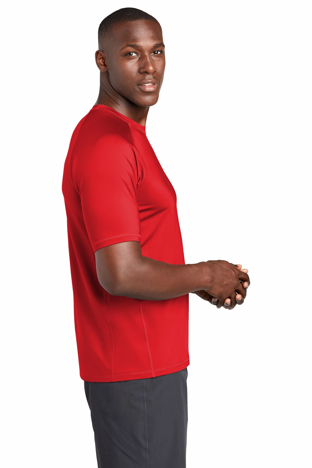 Sport-Tek Mens Rashguard Moisture Wicking Short Sleeve Crewneck T-Shirt - True Red - Closeout