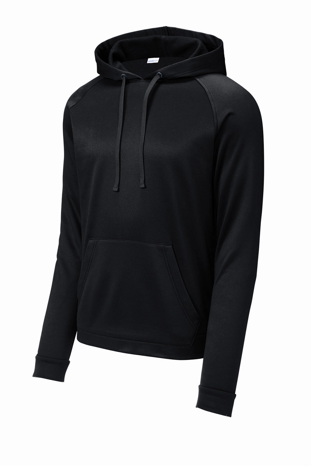 Sport-Tek Mens Re-Compete Fleece Anti Static Hooded Sweatshirt Hoodie w/ Pouch Pocket - Black