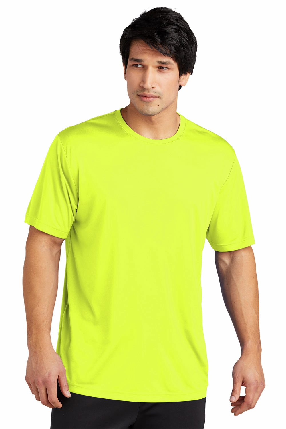 Sport-Tek Mens Re-Compete Moisture Wicking Short Sleeve Crewneck T-Shirt - Neon Yellow