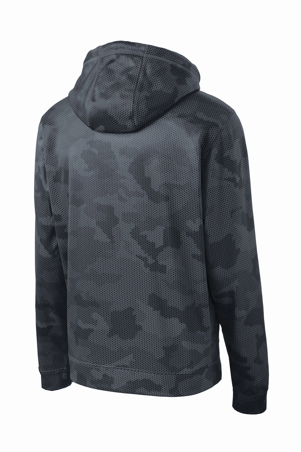 Sport-Tek Mens Sport-Wick CamoHex Moisture Wicking Fleece Hooded Sweatshirt Hoodie w/ Pouch Pocket - Dark Smoke Grey