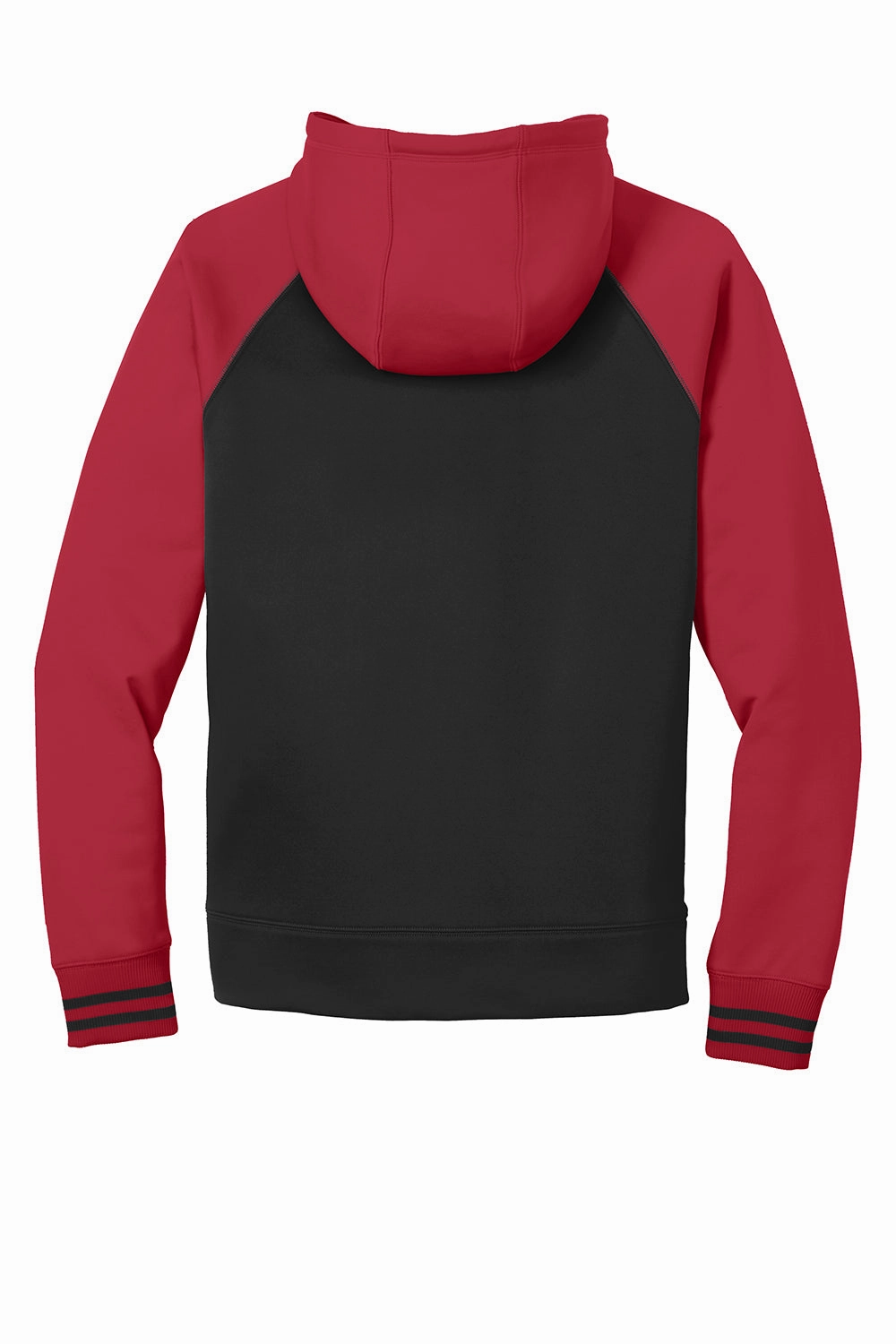 Sport-Tek Mens Sport-Wick Moisture Wicking Fleece Hooded Sweatshirt Hoodie w/ Pouch Pocket - Black/Deep Red