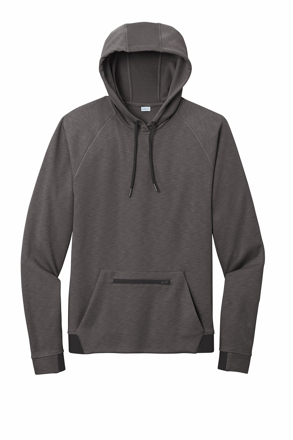 Sport-Tek Mens Strive PosiCharge Hooded Sweatshirt Hoodie w/ Pouch Pocket - Graphite Grey