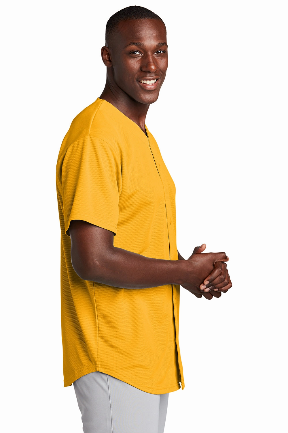Sport-Tek Mens Tough Mesh Moisture Wicking Short Sleeve Jersey - Gold - Closeout