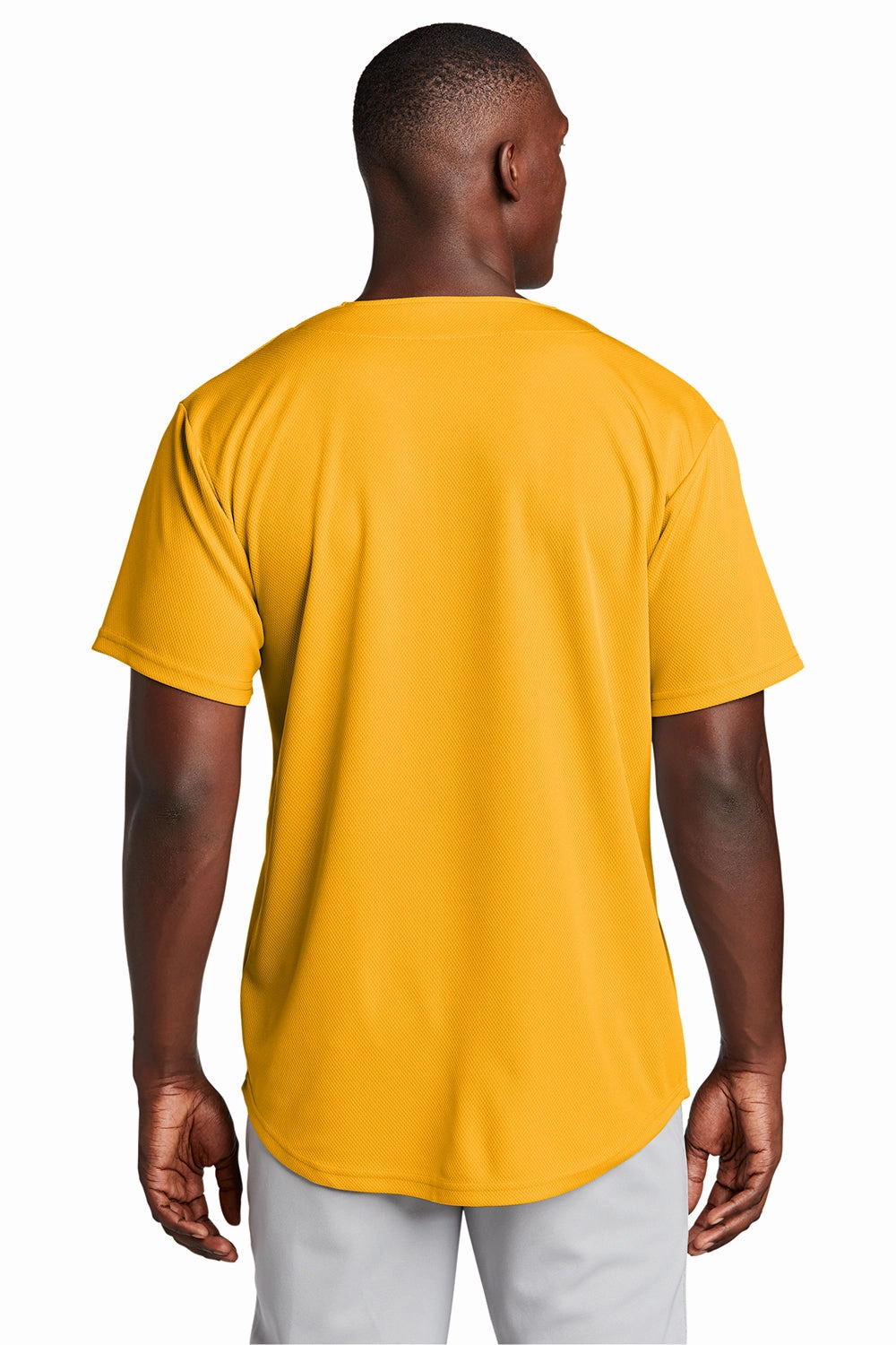 Sport-Tek Mens Tough Mesh Moisture Wicking Short Sleeve Jersey - Gold - Closeout