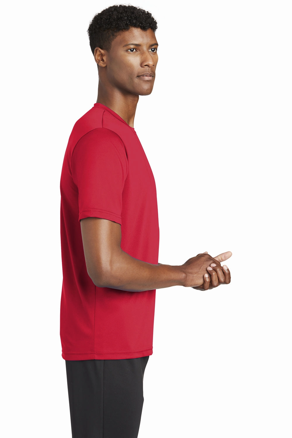 Sport-Tek Mens Tough Moisture Wicking Short Sleeve Crewneck T-Shirt - Deep Red