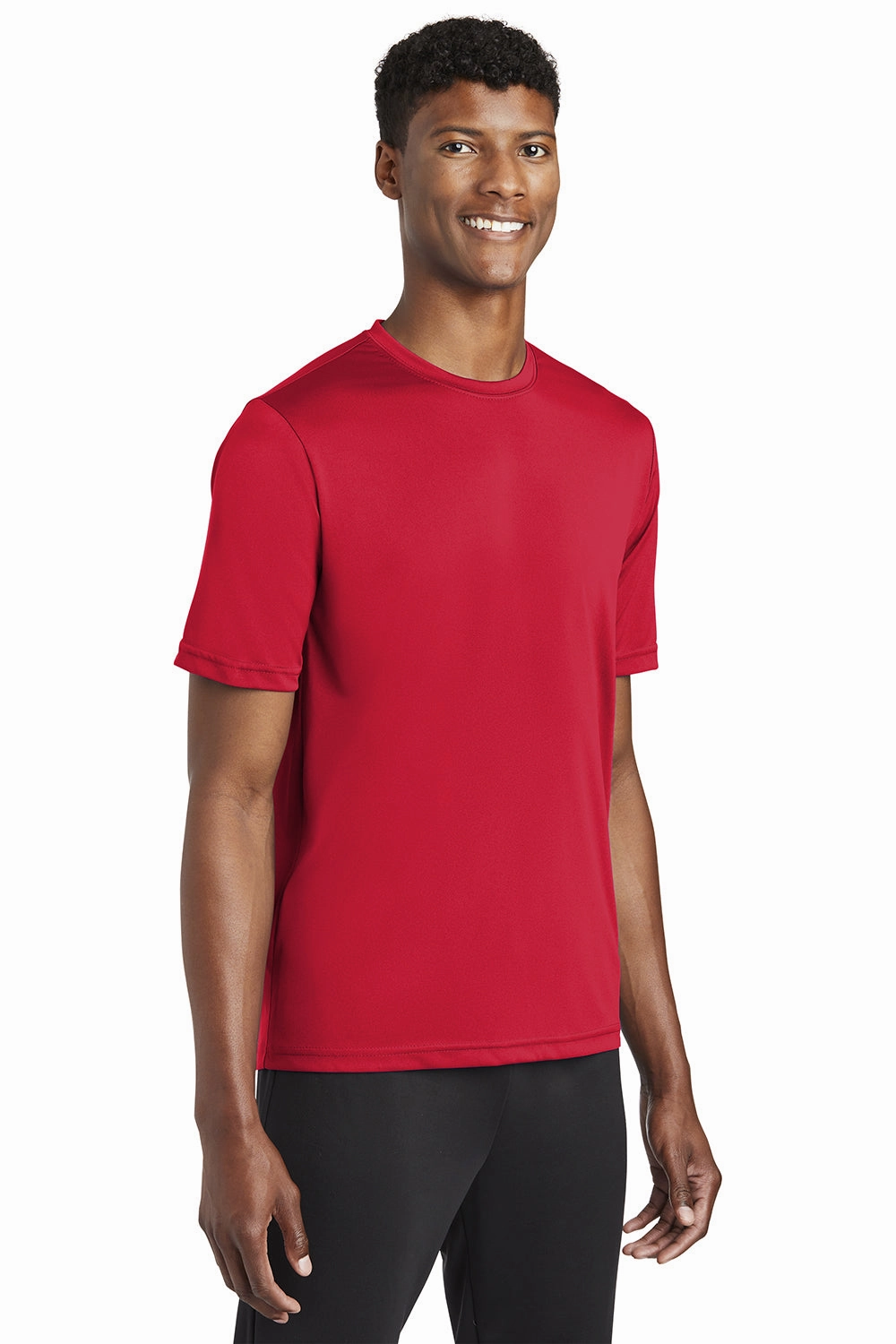 Sport-Tek Mens Tough Moisture Wicking Short Sleeve Crewneck T-Shirt - Deep Red