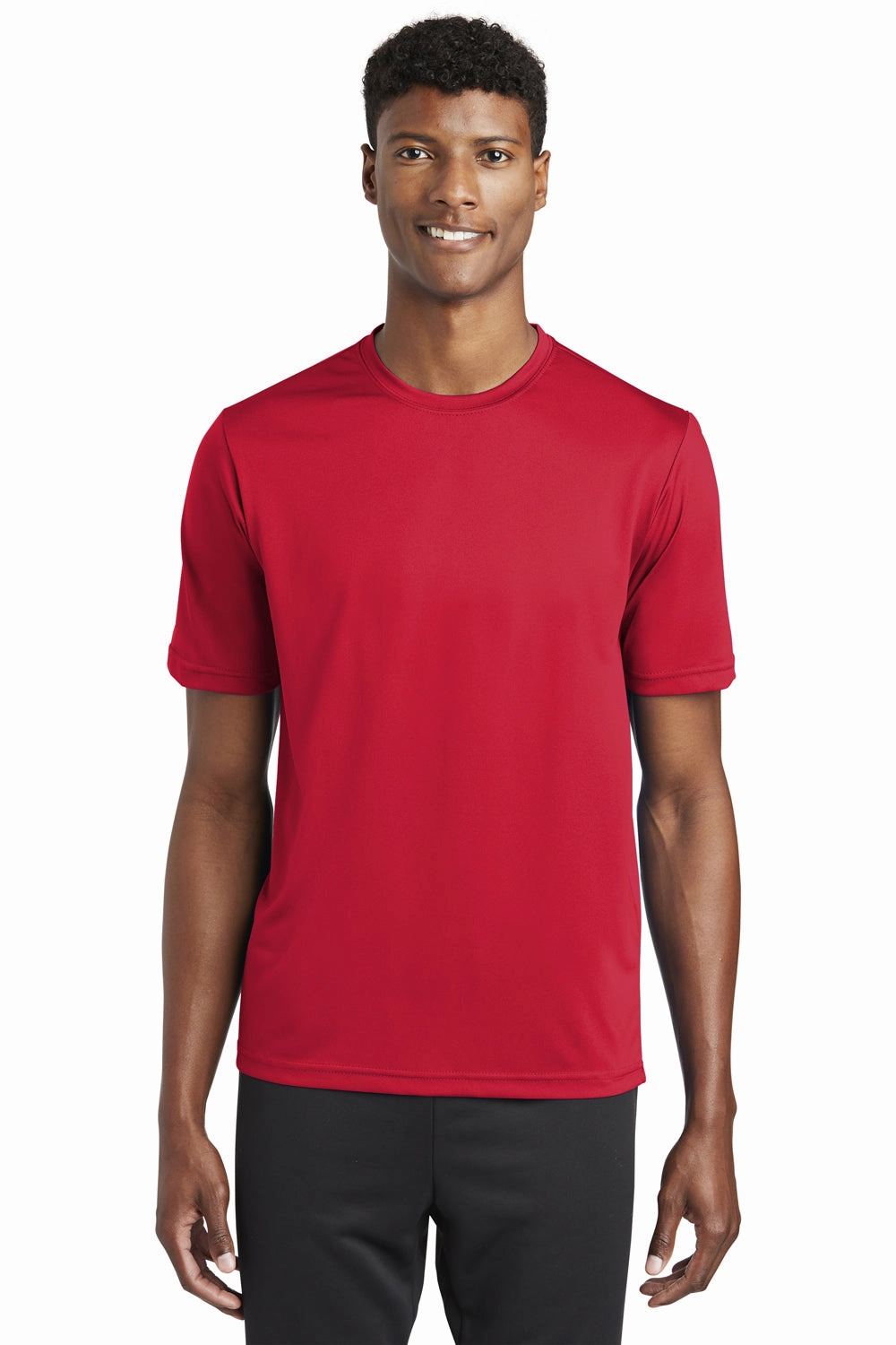 Sport-Tek Mens Tough Moisture Wicking Short Sleeve Crewneck T-Shirt - Deep Red