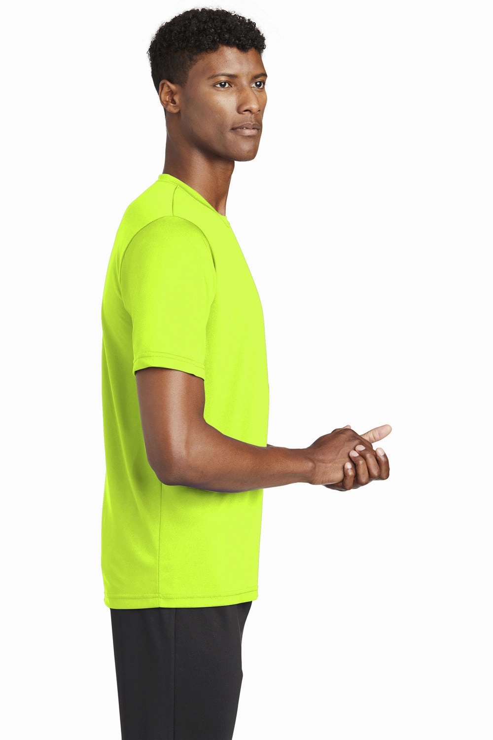 Sport-Tek Mens Tough Moisture Wicking Short Sleeve Crewneck T-Shirt - Neon Yellow