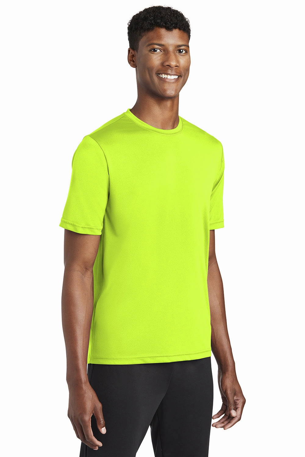 Sport-Tek Mens Tough Moisture Wicking Short Sleeve Crewneck T-Shirt - Neon Yellow