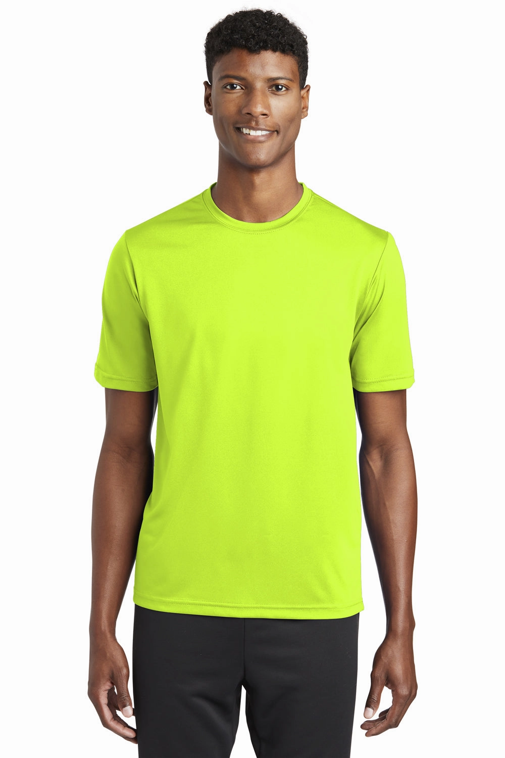 Sport-Tek Mens Tough Moisture Wicking Short Sleeve Crewneck T-Shirt - Neon Yellow