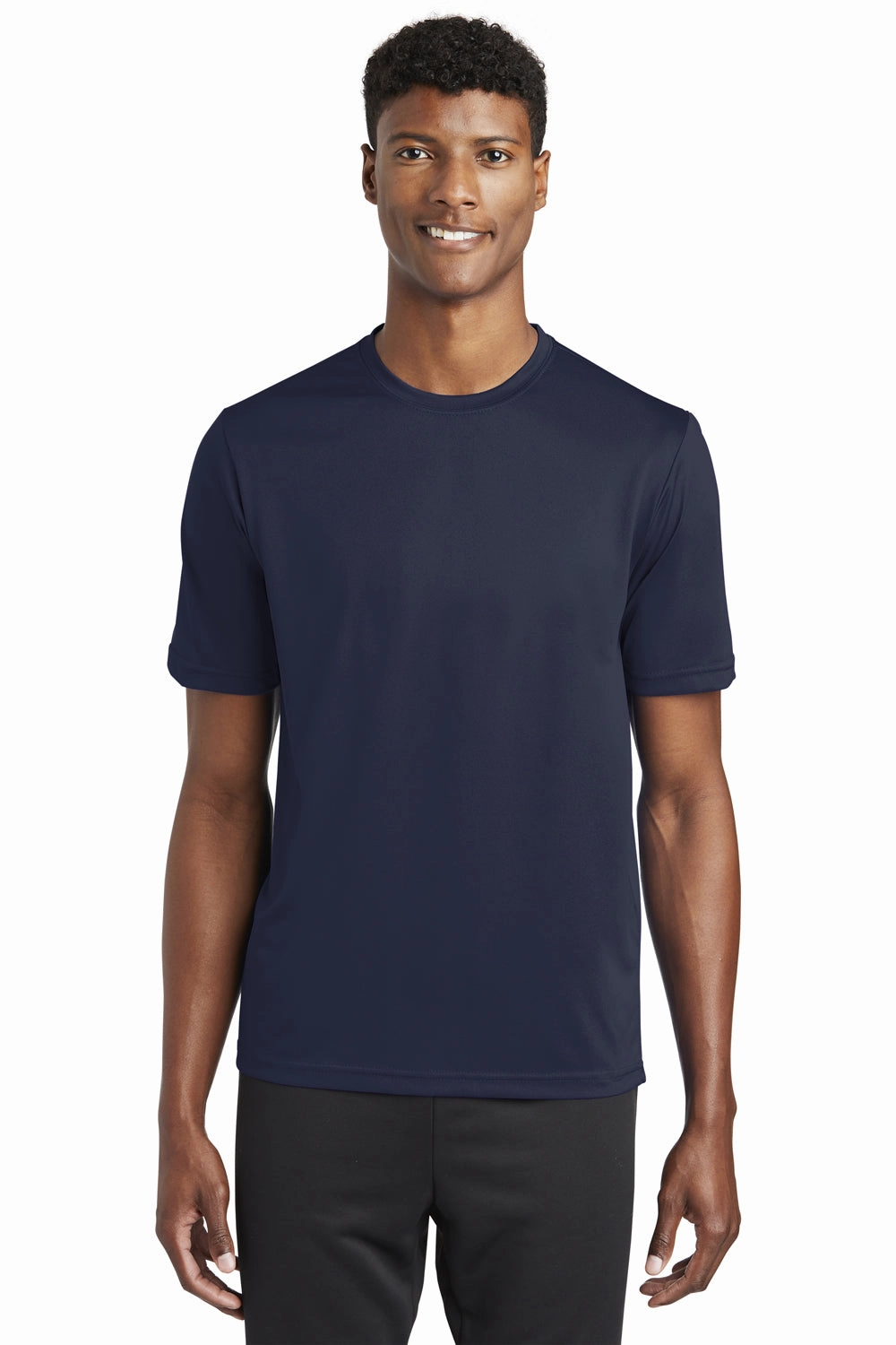 Sport-Tek Mens Tough Moisture Wicking Short Sleeve Crewneck T-Shirt - True Navy Blue