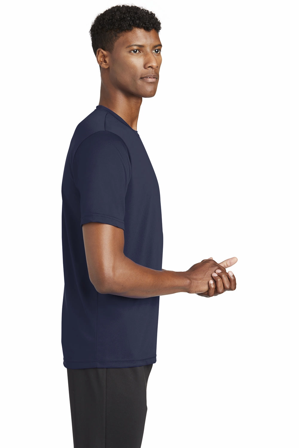 Sport-Tek Mens Tough Moisture Wicking Short Sleeve Crewneck T-Shirt - True Navy Blue