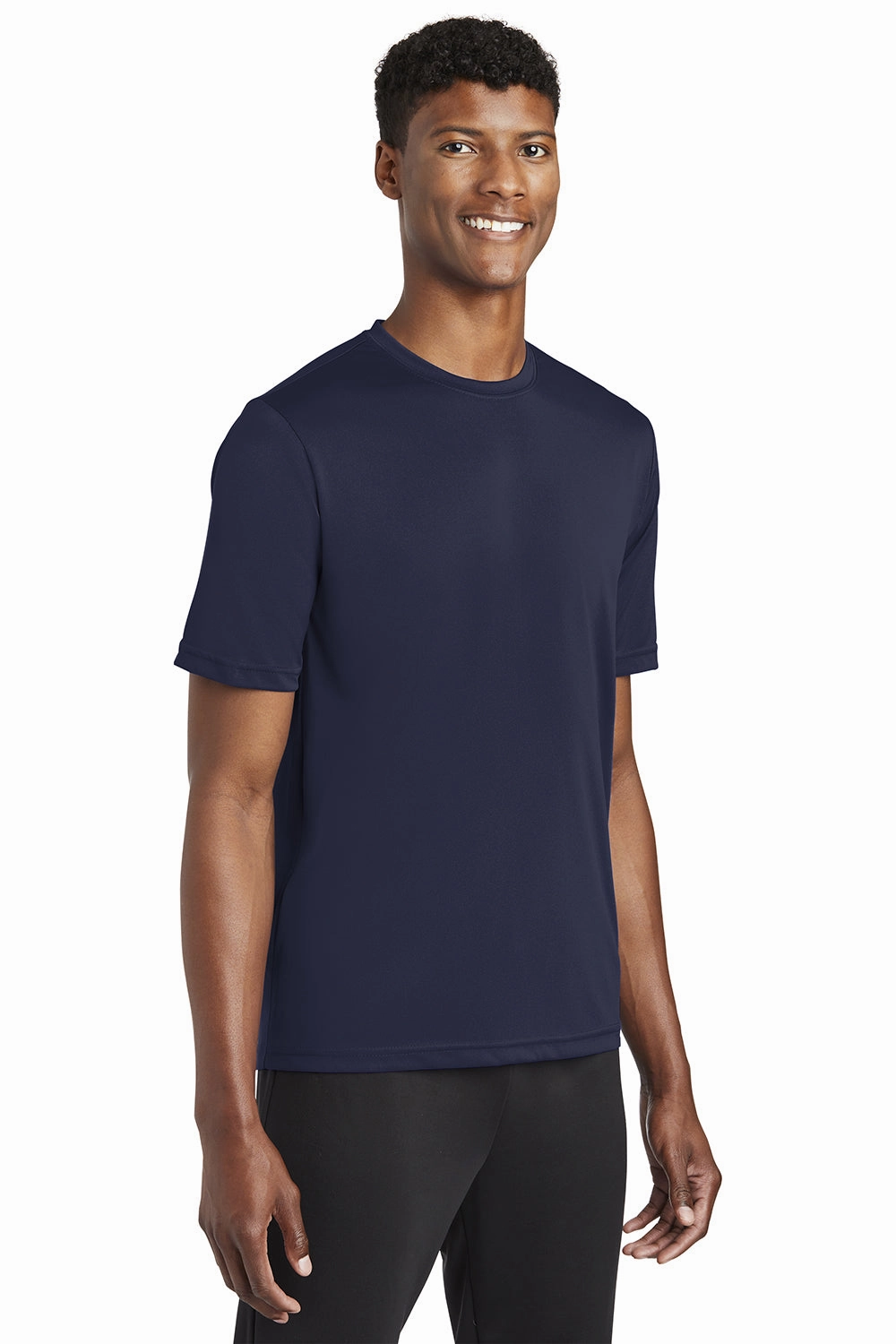 Sport-Tek Mens Tough Moisture Wicking Short Sleeve Crewneck T-Shirt - True Navy Blue