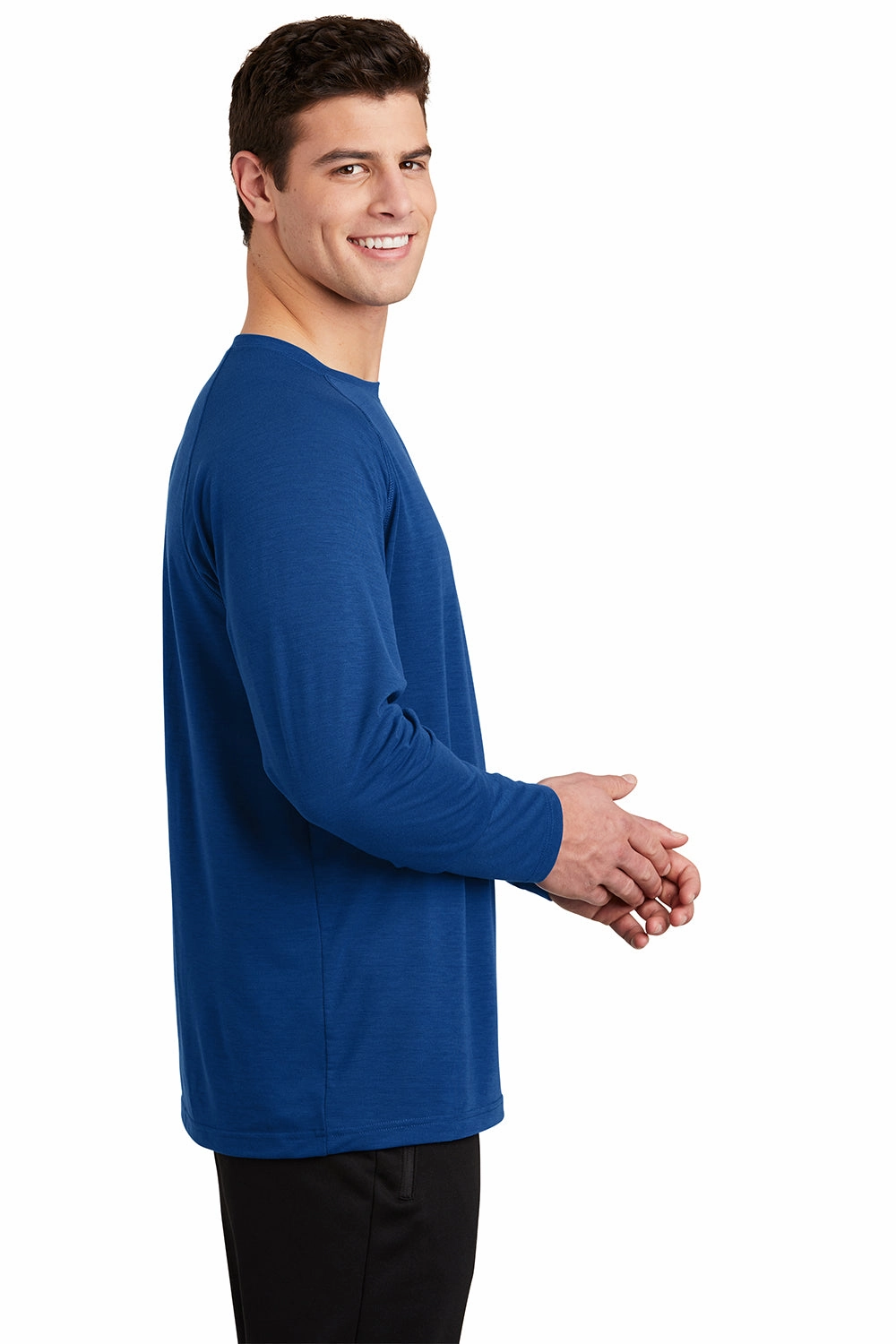 Sport-Tek Mens Ultimate Performance Moisture Wicking Long Sleeve Crewneck T-Shirt - True Royal Blue