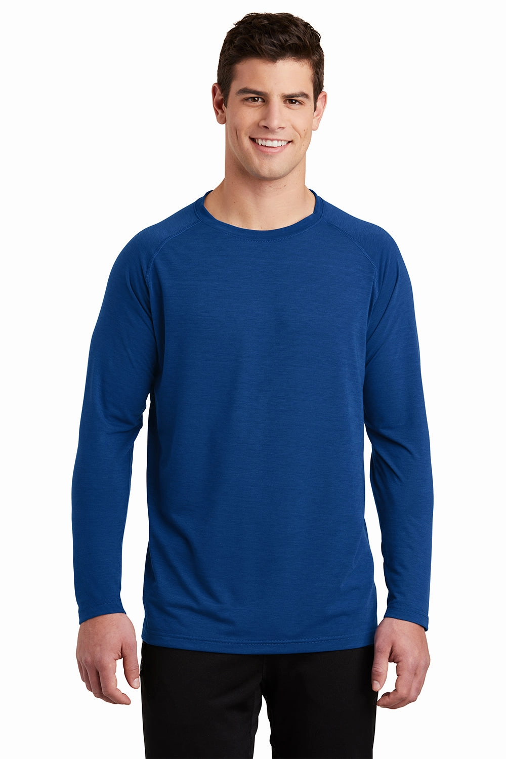 Sport-Tek Mens Ultimate Performance Moisture Wicking Long Sleeve Crewneck T-Shirt - True Royal Blue