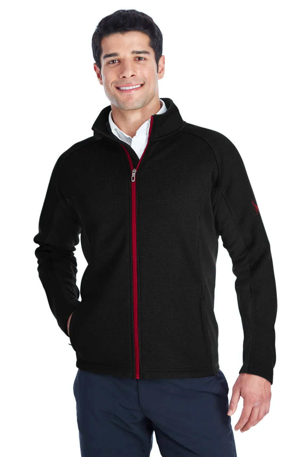 Spyder Mens Constant Full Zip Sweater Fleece Jacket - Black/Red