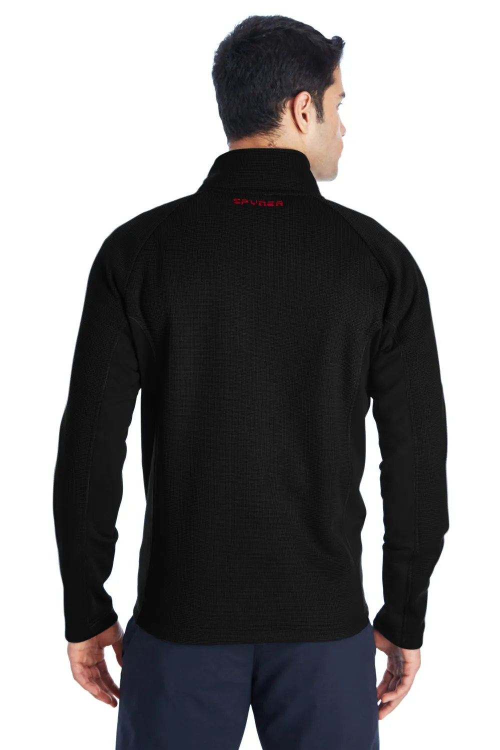 Spyder Mens Constant Full Zip Sweater Fleece Jacket - Black/Red