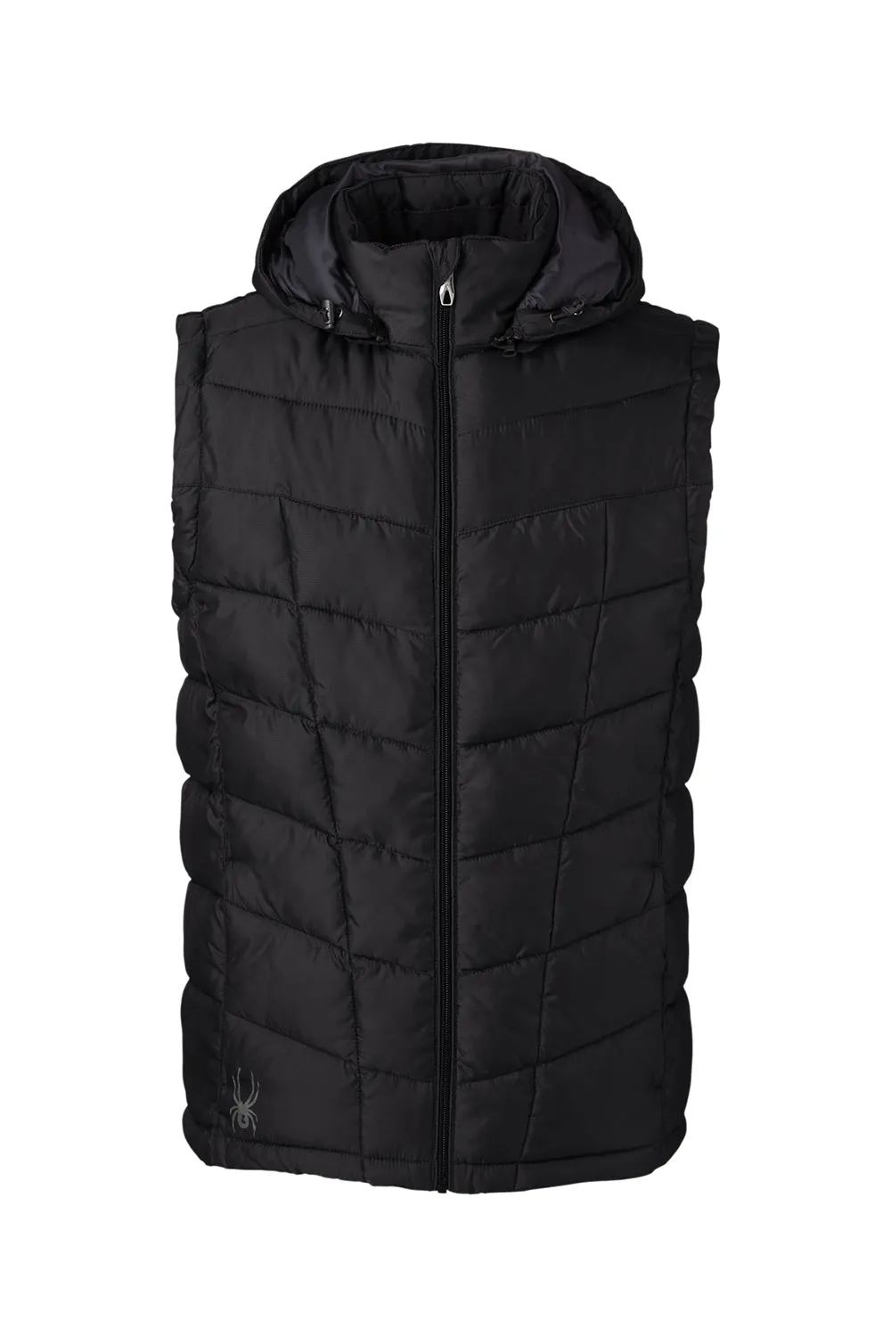 Spyder Mens Pelmo Full Zip Hooded Puffer Vest - Black