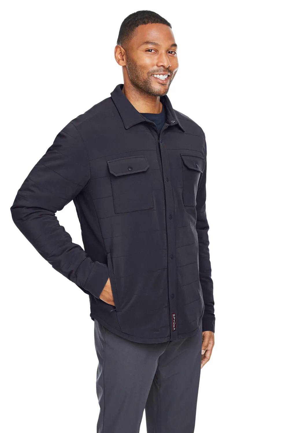 Spyder Mens Transit Full Snap Down Shirt Jacket - Black