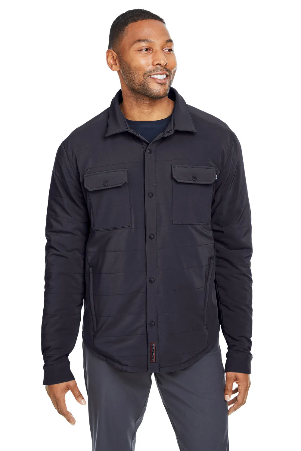 Spyder Mens Transit Full Snap Down Shirt Jacket - Black