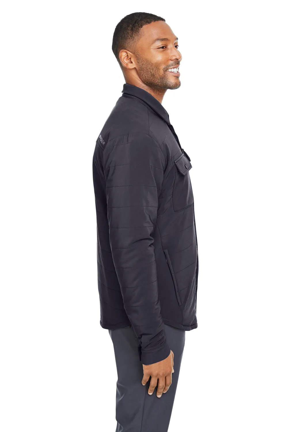 Spyder Mens Transit Full Snap Down Shirt Jacket - Black