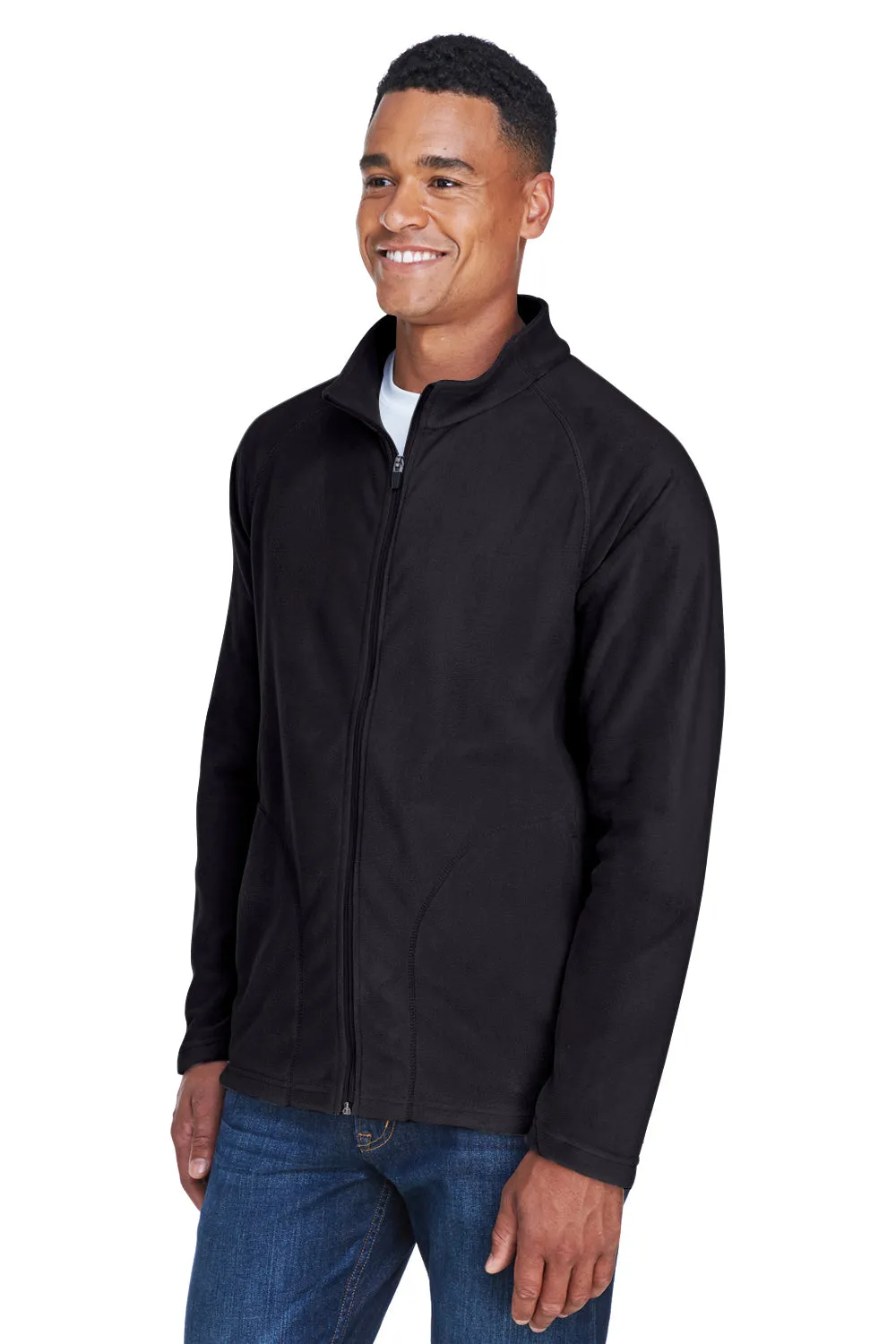 Team 365 Mens Campus Pill Resistant Microfleece Full Zip Jacket - Black